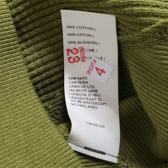 Free People Waffle Knit V-Neck Top Slouchy Oversized Beachy Boho Green NWT - Picture 10 of 10